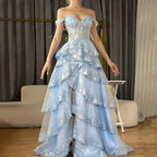 Robe de soirée arabe turquoise à bretelles et perles, fendue sur le devant, pour une occasion formelle (2025 LA72593A)