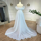 Robe de soirée sirène élégante à perles blanches, style arabe, avec jupe, luxueuse robe de soirée de Dubaï, pour femmes, 2025 LA72398 