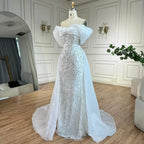 Robe de soirée sirène élégante à perles blanches, style arabe, avec jupe, luxueuse robe de soirée de Dubaï, pour femmes, 2025 LA72398 