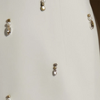 Robe de soirée élégante style sirène, hijab blanc, cape longue, perles, satin, Dubaï, pour femme, LA72487 