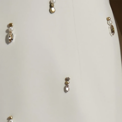 Robe de soirée élégante style sirène, hijab blanc, cape longue, perles, satin, Dubaï, pour femme, LA72487 