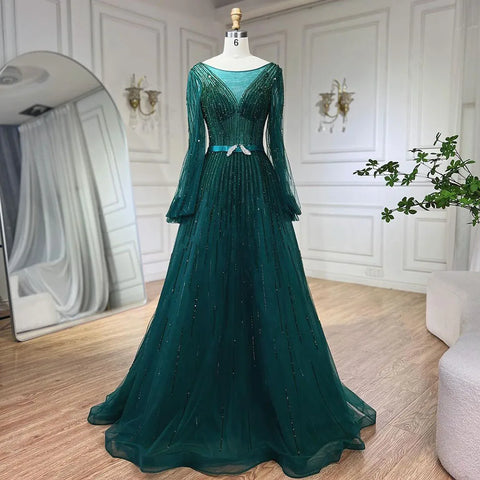 Arabic Yellow A Line Elegant Beaded Luxury Dubai Evening Dresses Gowns For Women Wedding Party 2025 LA72300