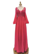 Arabic fuchsia A-Line Sparkle Beaded Luxury Long Evening Dresses Gowns A Line Beaded for Women Party 2025 LA72380