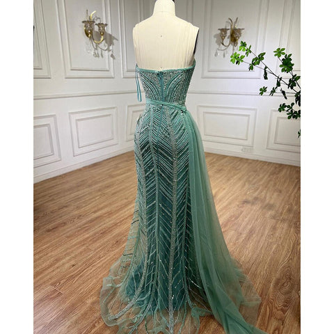 Robe de soirée longue style sirène turquoise, sexy, fendue sur le côté, avec perles, pour femme, tenue de mariage, 2025, LA71966 