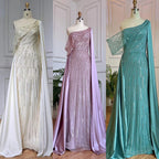 Pink Cape Sleeve Elegant Mermaid Beaded Luxury Evening Dresses Gowns 2025  For Woman Wedding Party LA71694