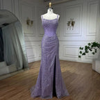 Beige Mermaid Floor Length Evening Gowns Luxury Beaded Crystal Spaghetti Strap Party Drsses For Women 2025 LA72163