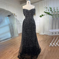 BlacK Mermaid Sexy High Split Crystal Beaded Luxury Evening Dresses Gowns 2025 For Women Wedding Party LA72150