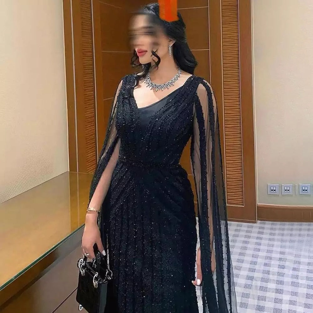 Mermaid Evening Dresses with Cape Sleeves 2025 LA71889