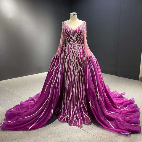 Black Mermaid Detachable Skirt Sparkle Sequins Beaded Bride Gowns Wedding Dress High End Custom Made HM67480