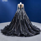Black Mermaid Detachable Skirt Sparkle Sequins Beaded Bride Gowns Wedding Dress High End Custom Made HM67480