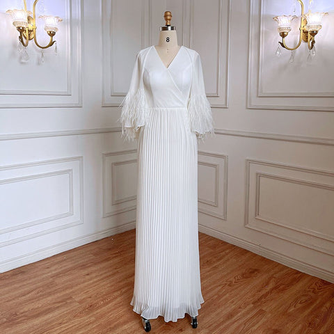 Black Mermaid Elegant Feather Cape Sleeves Morocco Evening Dresses Gowns For Woman Wedding Party 2025 LA71852