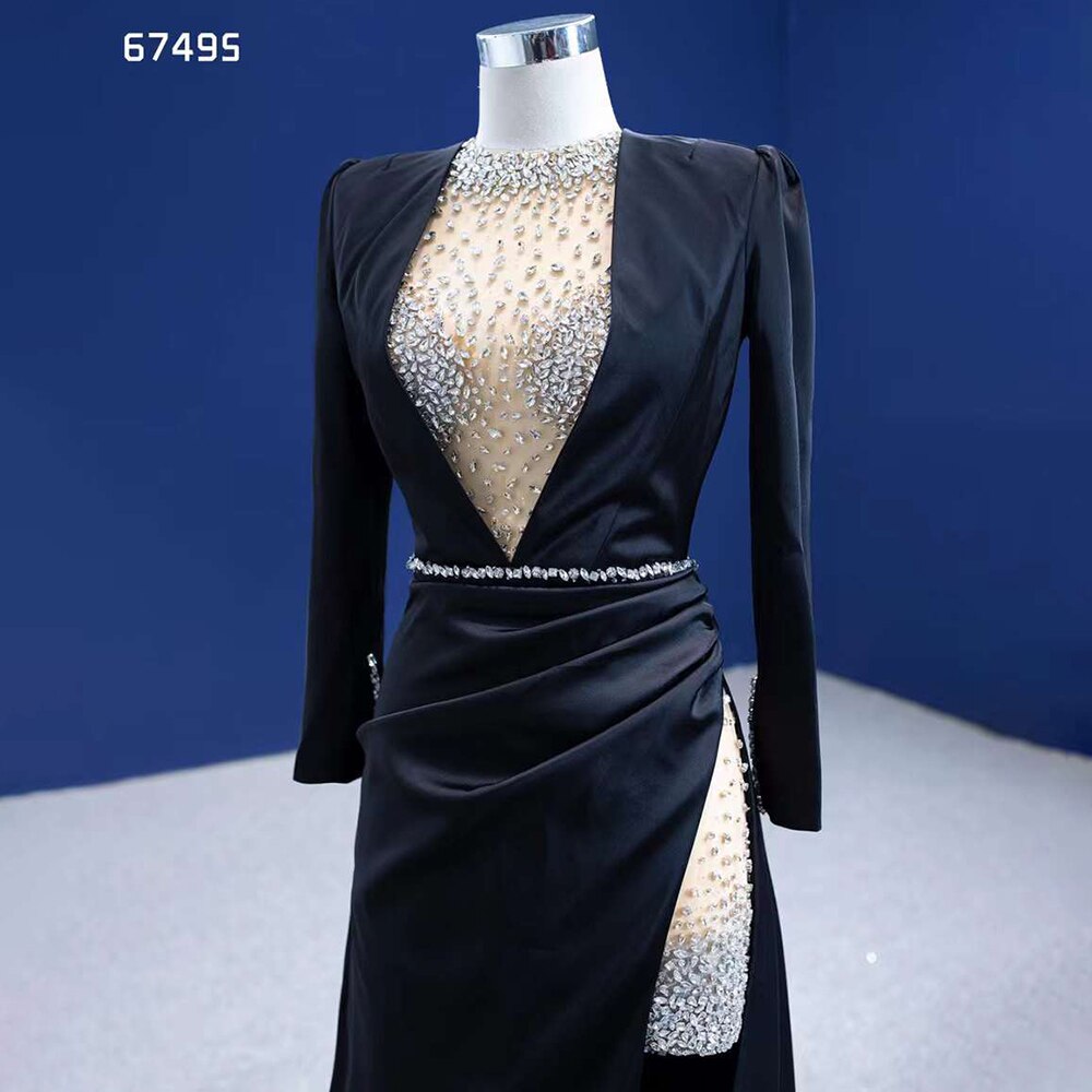 Black Mermaid Elegant Luxury Beaded Evening Dresses Gowns For Women Party 2025 High End Custom Made HM67495