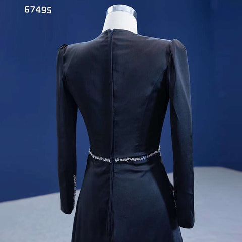 Black Mermaid Elegant Luxury Beaded Evening Dresses Gowns For Women Party 2025 High End Custom Made HM67495