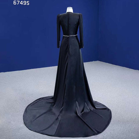 Black Mermaid Elegant Luxury Beaded Evening Dresses Gowns For Women Party 2025 High End Custom Made HM67495