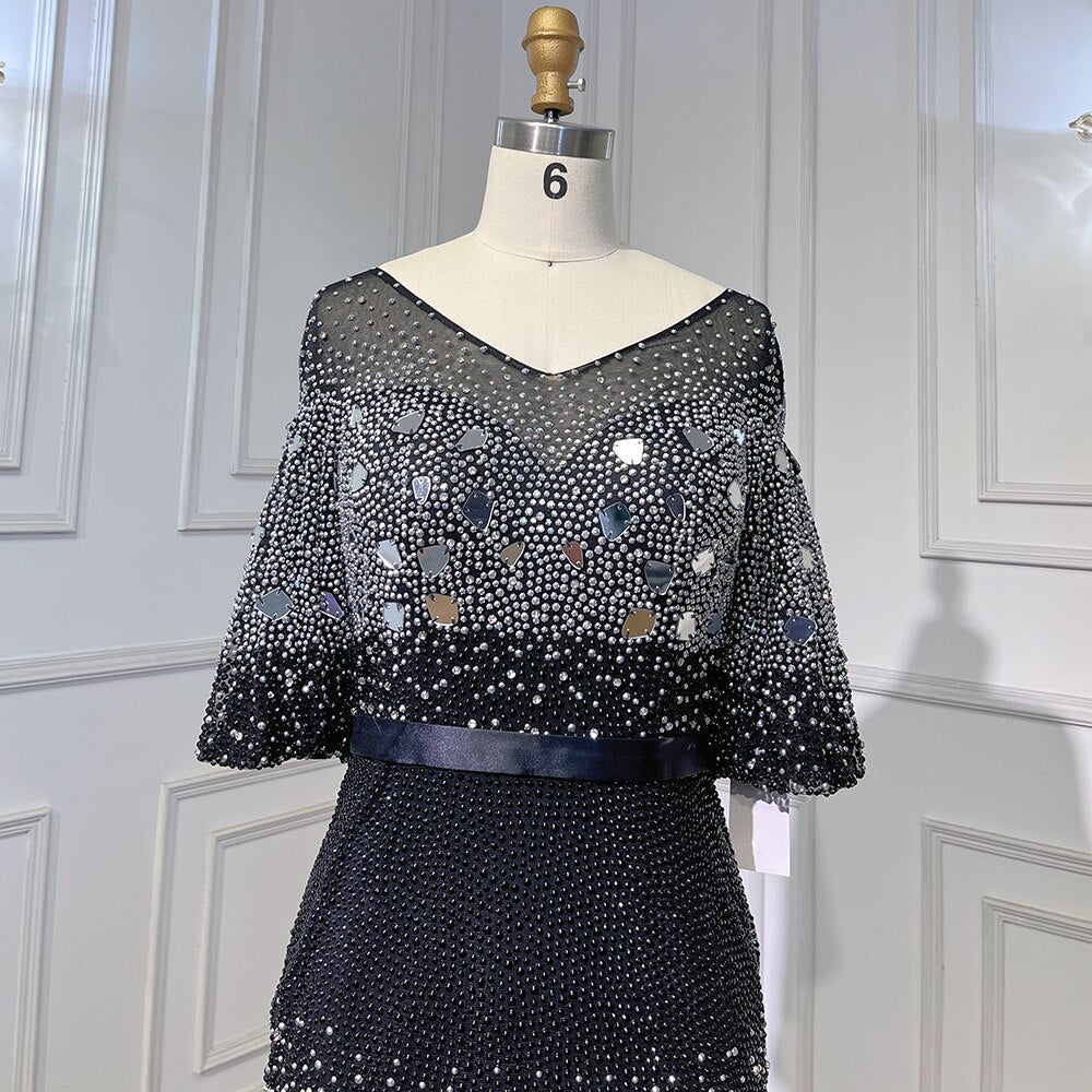 Black Mermaid Kralen Avond Jurken Elegante Luxe Enkellange 2025 Voor Vrouwen Party LA71594