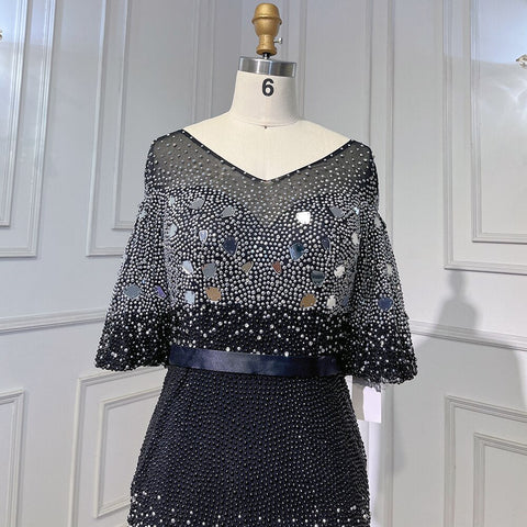 Black Mermaid Kralen Avond Jurken Elegante Luxe Enkellange 2025 Voor Vrouwen Party LA71594