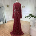Black Muslim Luxury Beaded Elegant Mermaid Dubai Evening Dresses Gowns for Woman Wedding Party 2025 LA72512