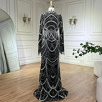 Black Muslim Luxury Beaded Elegant Mermaid Dubai Evening Dresses Gowns for Woman Wedding Party 2025 LA72512