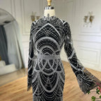 Black Muslim Luxury Beaded Elegant Mermaid Dubai Evening Dresses Gowns for Woman Wedding Party 2025 LA72512
