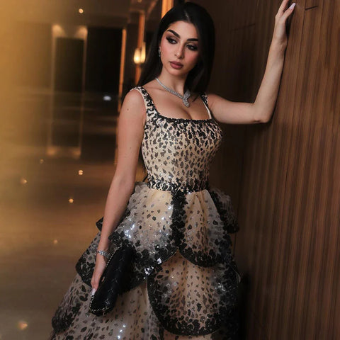 Robe de soirée luxueuse à volants et sequins scintillants, style robe de bal, LA72505 