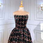 Black Strapless Evening Dresses Gowns 2025 Sequin Luxury A-Line For Women Wedding Party LA71523