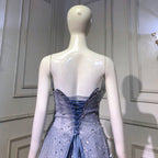 Blue A-Line Beaded Bling Evening Dresses Gowns 2025  Sexy  High-Eend Lace Up For Women Party LA71636