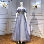 Blue A-Line Luxury Evening Dresses Gowns 2025 Sweetheart Beaded Bling Sexy For Women Party LA71478