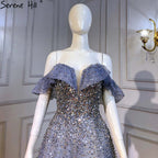 Blue A-Line Luxury Evening Dresses Gowns 2025 Sweetheart Beaded Bling Sexy For Women Party LA71478