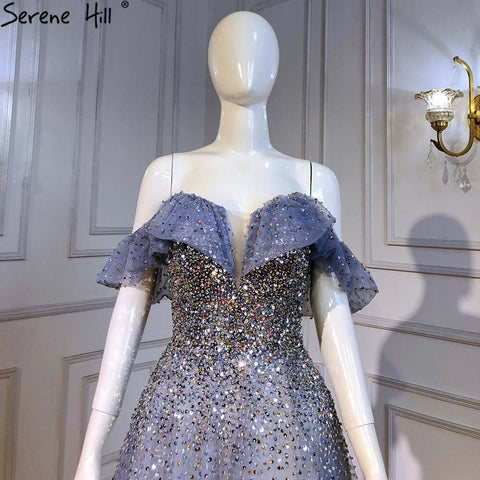 Blue A-Line Luxury Evening Dresses Gowns 2025 Sweetheart Beaded Bling Sexy For Women Party LA71478