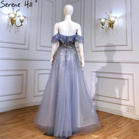 Blue A-Line Luxury Evening Dresses Gowns 2025 Sweetheart Beaded Bling Sexy For Women Party LA71478