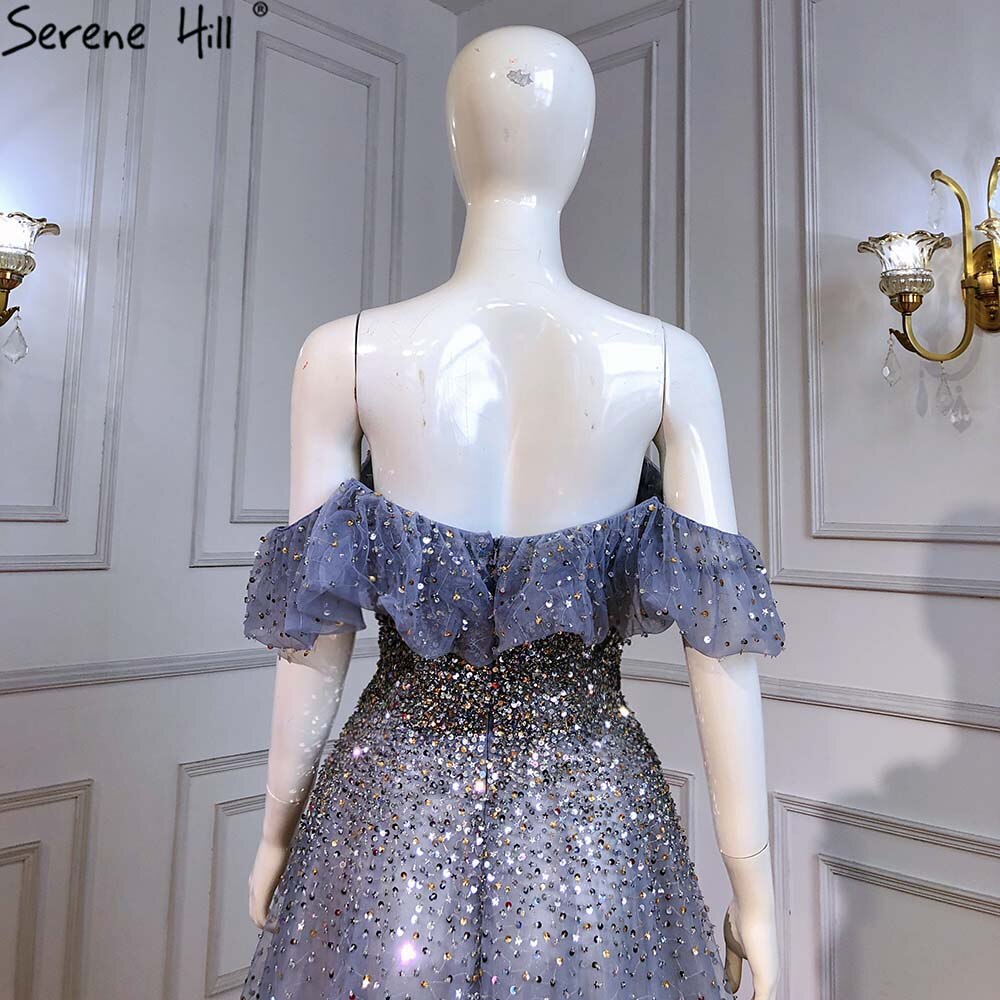 Blue A-Line Luxury Evening Dresses Gowns 2025 Sweetheart Beaded Bling Sexy For Women Party LA71478