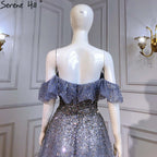 Blue A-Line Luxury Evening Dresses Gowns 2025 Sweetheart Beaded Bling Sexy For Women Party LA71478