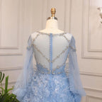 Blue A-Line Luxury Evening Dresses Gowns Long 2025 Beaded Feather For Women Party LA71495