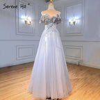 Blue A-Line Sexy Evening Dresses Gowns 2025 Beading Sleeveless For Women Wedding Party LA71148