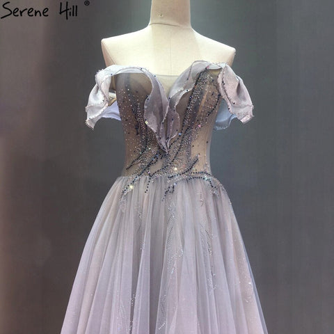 Blue A-Line Sexy Evening Dresses Gowns 2025 Beading Sleeveless For Women Wedding Party LA71148