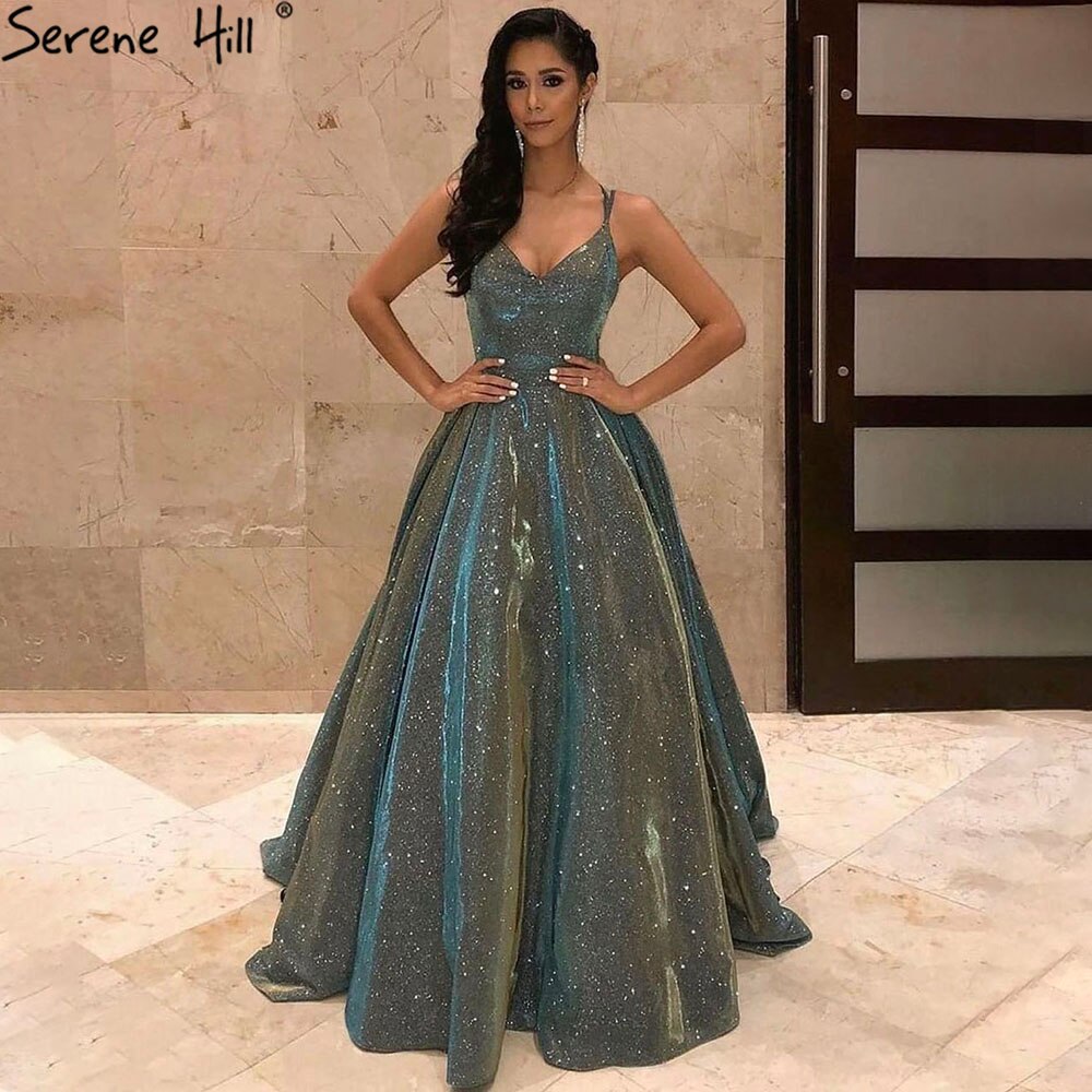 Blue A-Line Sexy Evening Dresses Gowns 2025 Spaghetti Strap Simple For Women Wedding Party LA71277