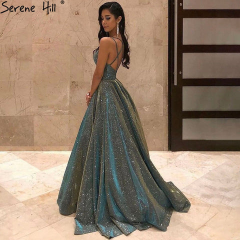 Blue A-Line Sexy Evening Dresses Gowns 2025 Spaghetti Strap Simple For Women Wedding Party LA71277