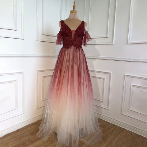 On Sale No Return No Refund Blue A-Line Sexy Evening Dresses Gowns 2025  Beaded Luxury For Women Wedding Party LA70775