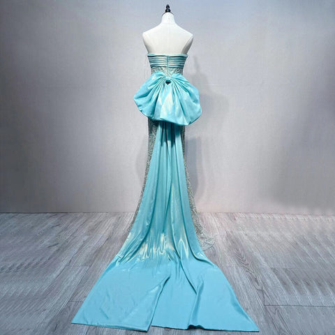 Blue Beaded Mermaid Evening Dresses 2025 Elegant Gowns for Women Engagement Party LA72110