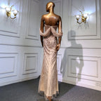 Blue High Split Mermaid Evening Dresses Gowns 2025 Beaded Elegant Luxury For Woman Party LA71595
