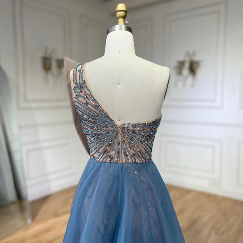 Blue High Split With Overskirt Mermaid Luxury Beaded Dubai Evening Dresses for Women Wedding Party 2025 LA71921A