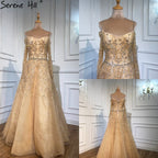 Blue Luxury A-Line Evening Dresses Gowns 2025 Beading Spaghetti Strap Sexy For Women Party  LA70812