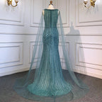 On Sale no return no refund Blue Luxury High Split Evening Dresses Gowns Beaded Elegant Mermaid 2025 For Woman Party LA71580