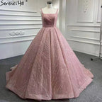 Blue Luxury High end Wedding Dresses 2025 Beaded Sleeveless Lace Up Bridal Dress HM67331 Custom Made