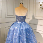 Blue Mermaid Backless Evening Dresses Gowns 2025 Luxury Beaded Elegant Detachable Skirt For Woman Party LA71665
