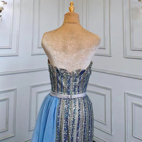 Blue Mermaid Elegant With Skirt Sexy Strapless Evening Dresses Gowns Luxury Beaded 2025 For Women Party LA71743