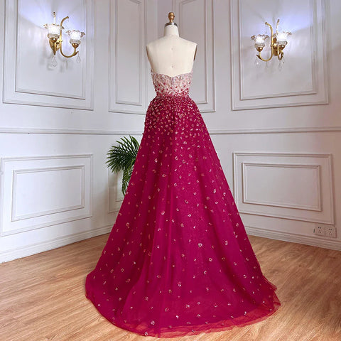 Blue Mermaid High Split With Skirt Sweetheart Strapless Beaded Party Dresses Formal Women Evening 2025 LA71796