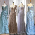 Blue Mermaid Sexy Elegant One Shoulder Evening Dresses Gowns Beaded Luxury  2025 For Women Party LA71629