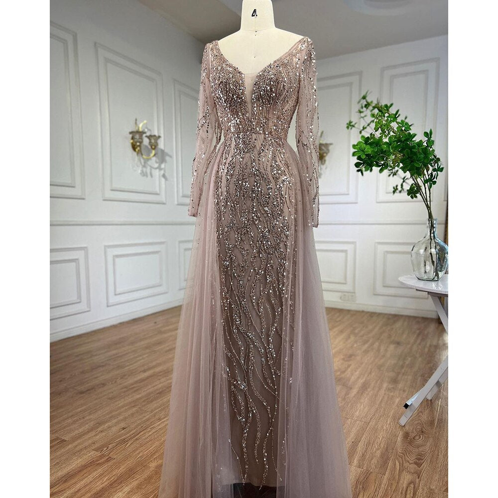 Blue Mermaid Sexy Elegant One Shoulder Evening Dresses Gowns Beaded Luxury  2025 For Women Party LA71629