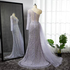 Blue Mermaid Sexy Elegant One Shoulder Evening Dresses Gowns Beaded Luxury  2025 For Women Party LA71629